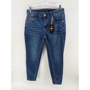 Flamingals Womens Dark Wash Skinny Jeans Blue Stretch Denim Ankle Length